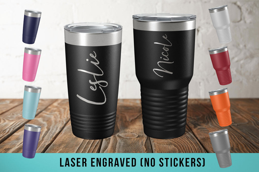 Custom Laser Engraved Insulated 20oz & 30oz Tumblers w/Splash Proof Lid -  Personalized Gifts (30oz Tumbler, White)